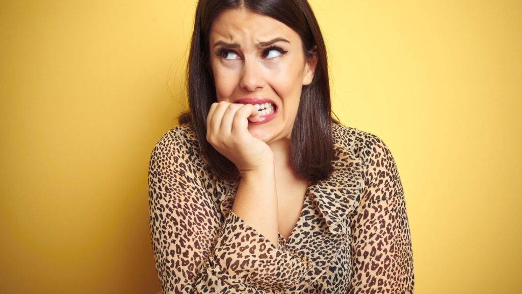 woman scared insecure worry