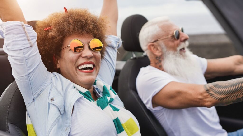 cool senior drive car couple