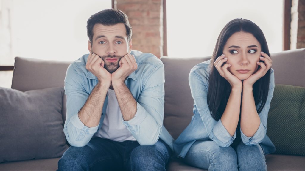 bored stressed frustrated couple man
